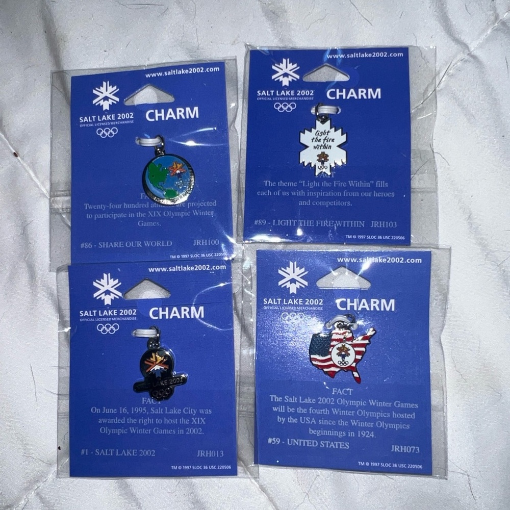 Salt Lake 2002 Olympic Charm Necklace Set of 4